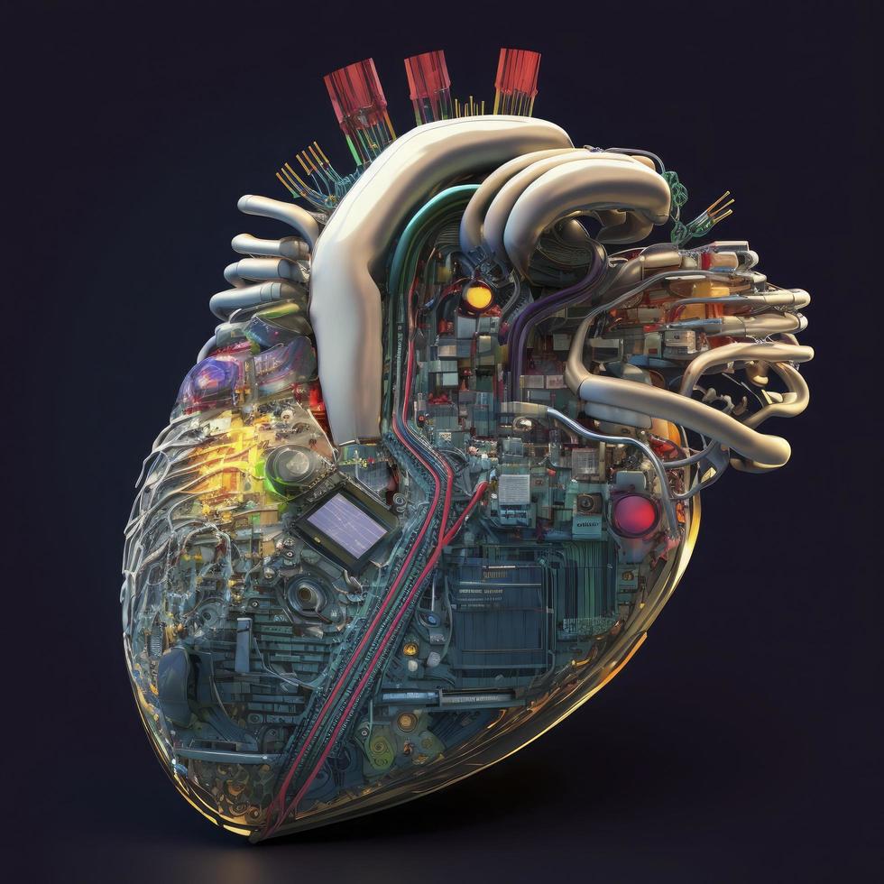 Human heart Medical and health care conceptual illustration, 3d render, Generate Ai photo