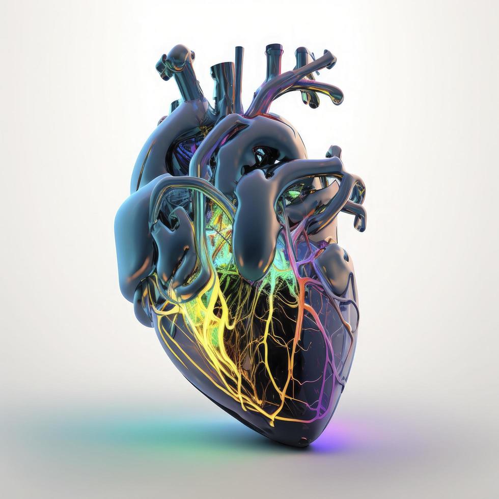 Human heart Medical and health care conceptual illustration, 3d render, Generate Ai photo