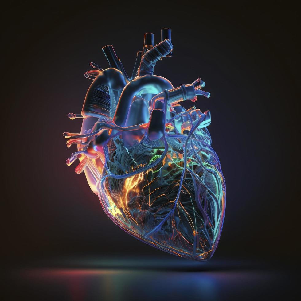 Human heart Medical and health care conceptual illustration, 3d render, Generate Ai photo