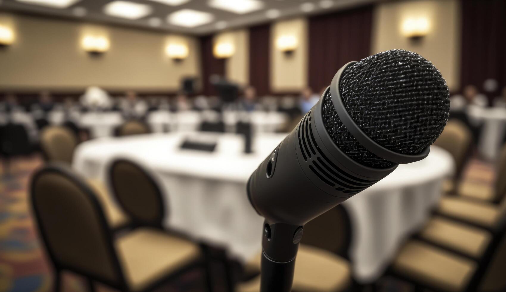 Microphone in Conference Seminar room , photo