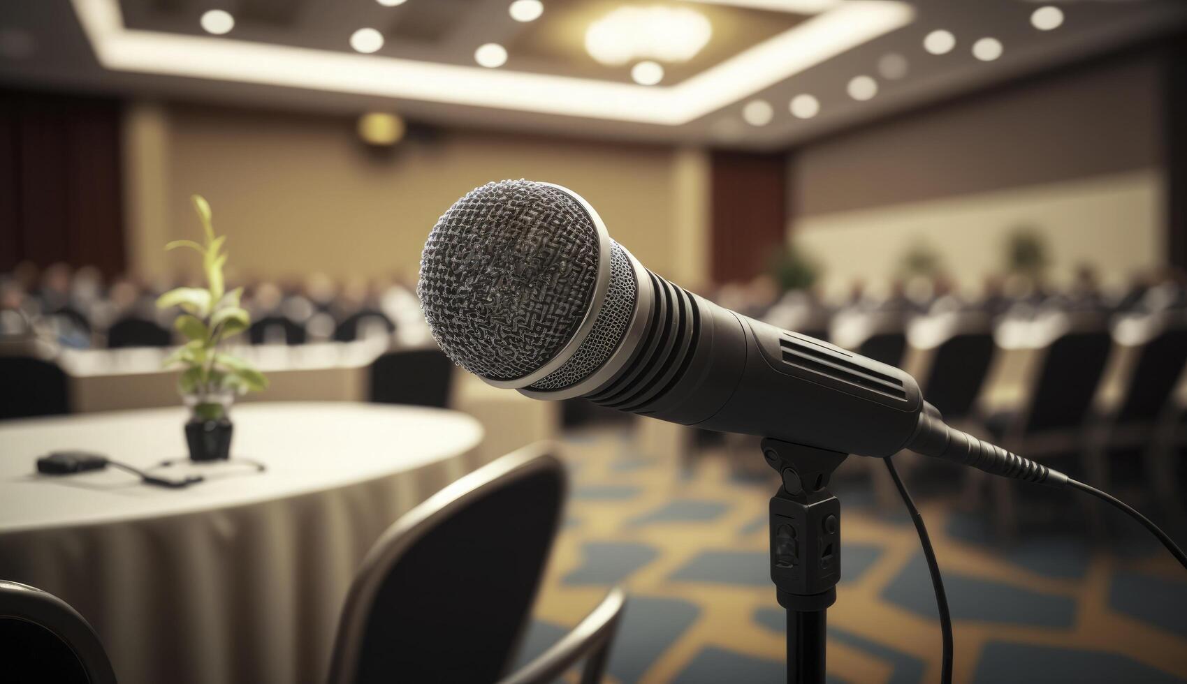 Microphone in Conference Seminar room , photo