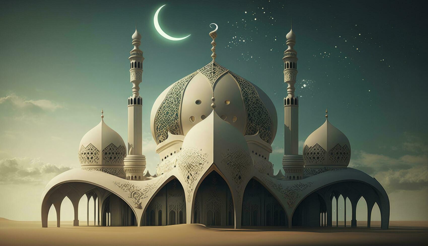illustration of amazing architecture design of muslim mosque ramadan kareem, islamic architecture background ramadan kareem, Islamic Mosque, Ramdan, ramzan, eid, culture, arab, Generate Ai photo