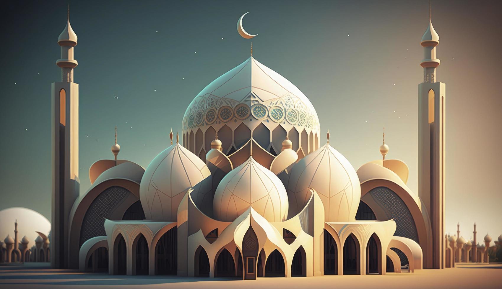 illustration of amazing architecture design of muslim mosque ramadan kareem, islamic architecture background ramadan kareem, Islamic Mosque, Ramdan, ramzan, eid, culture, arab, Generate Ai photo