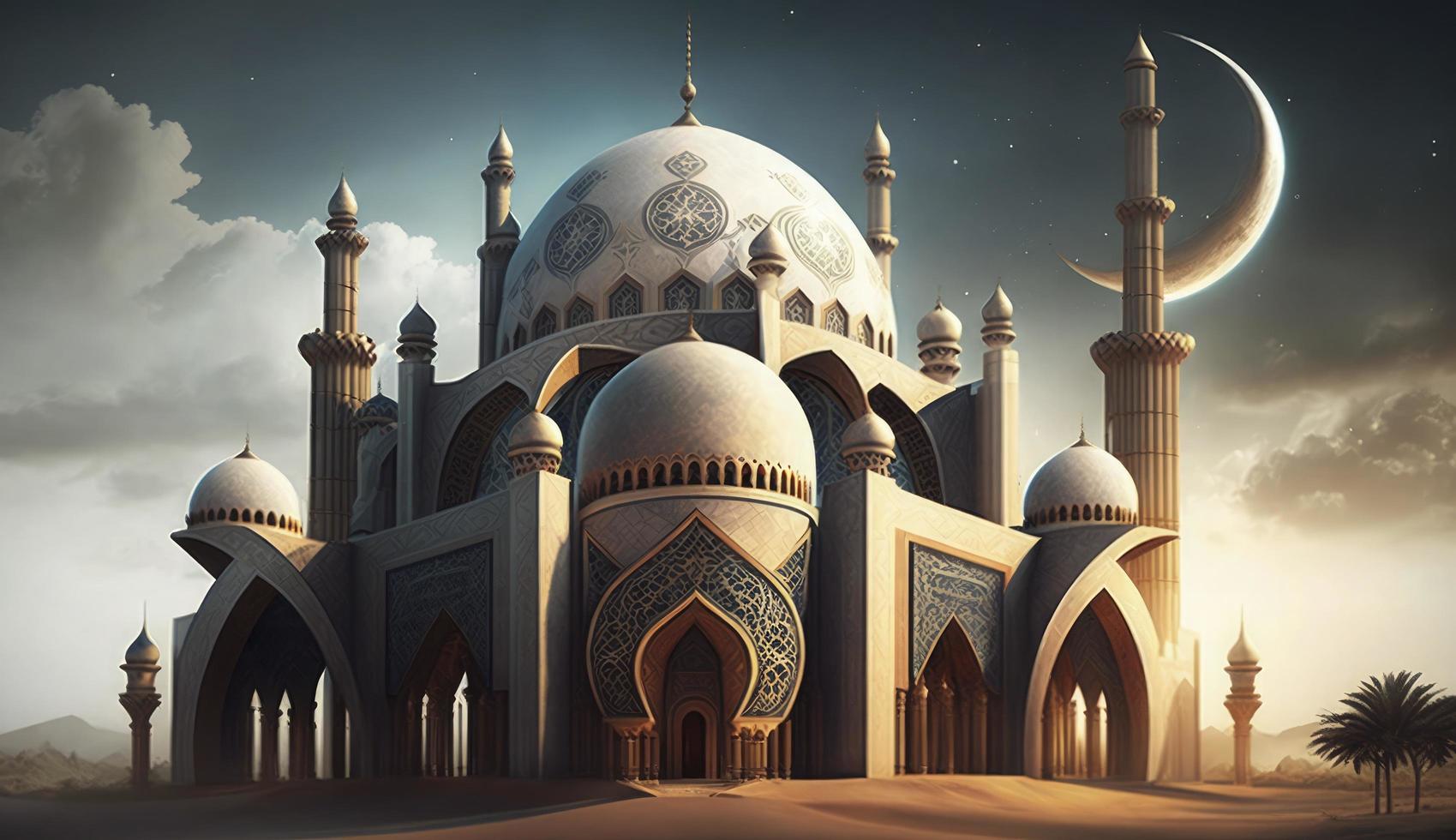 illustration of amazing architecture design of muslim mosque ...