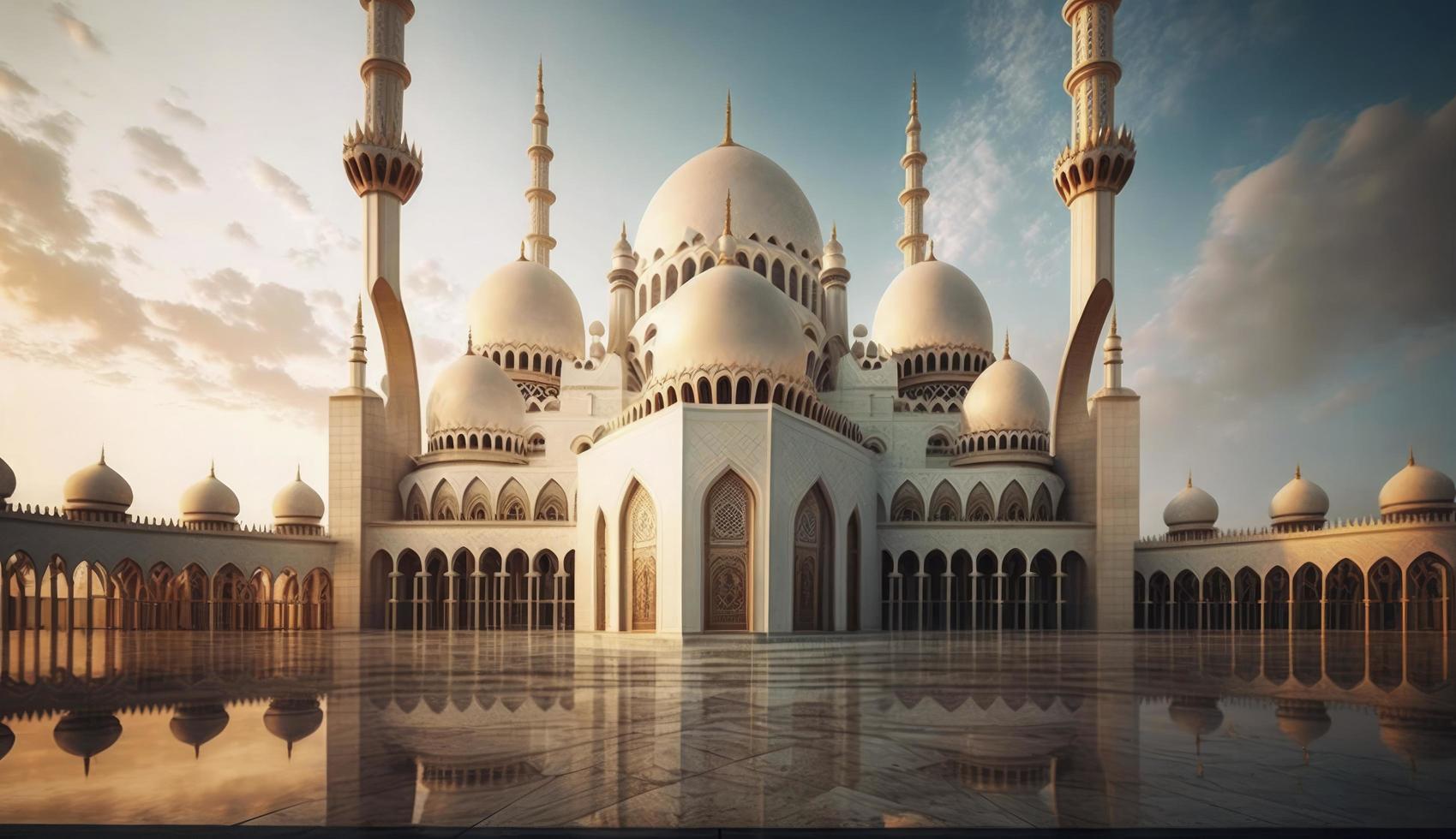 illustration of amazing architecture design of muslim mosque ramadan kareem, islamic architecture background ramadan kareem, Islamic Mosque, Ramdan, ramzan, eid, culture, arab, Generate Ai photo