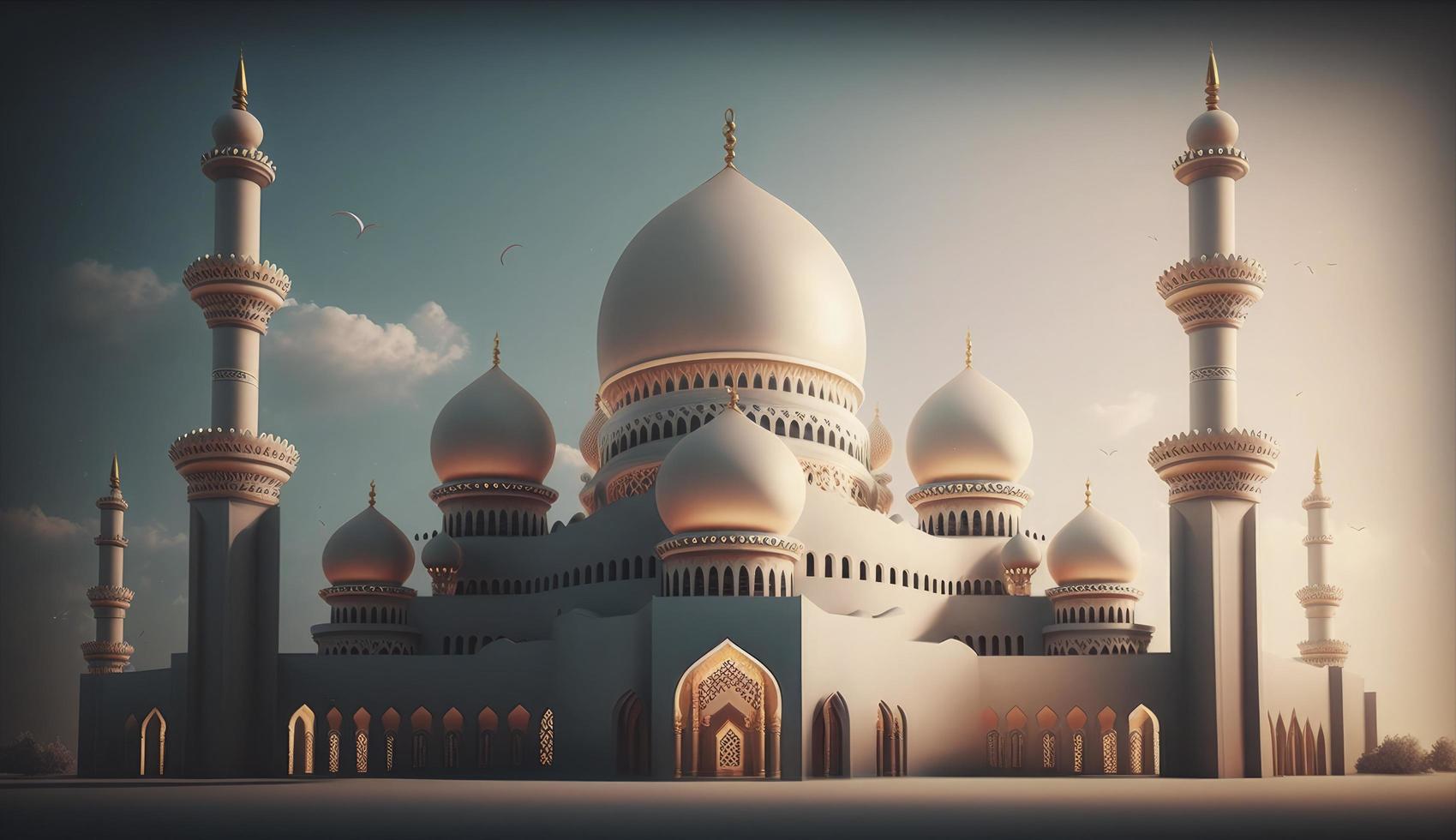 illustration of amazing architecture design of muslim mosque ramadan kareem, islamic architecture background ramadan kareem, Islamic Mosque, Ramdan, ramzan, eid, culture, arab, Generate Ai photo