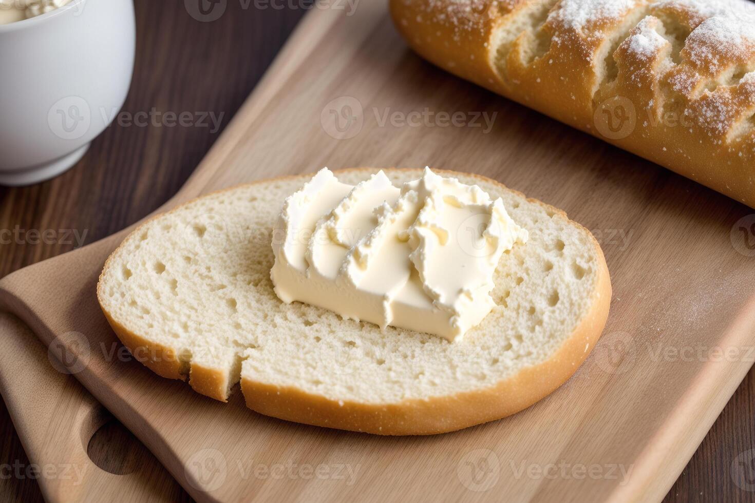 Freshly baked bread on a wooden board, close-up.Bagel photo