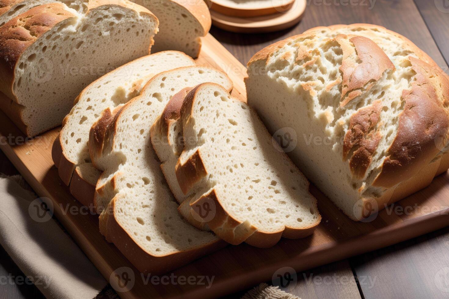 Freshly baked bread on a wooden board, close-up.Bagel photo