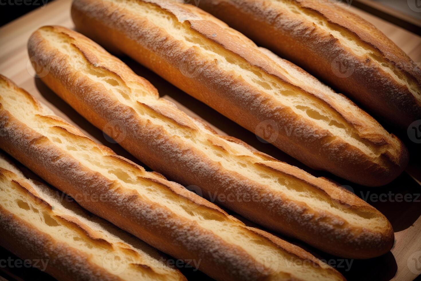 Freshly baked bread on a wooden board, close-up.Bagel photo