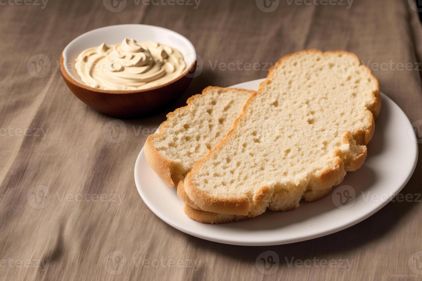 recién horneado un pan en un de madera junta, primer plano.bagel generativo ai foto