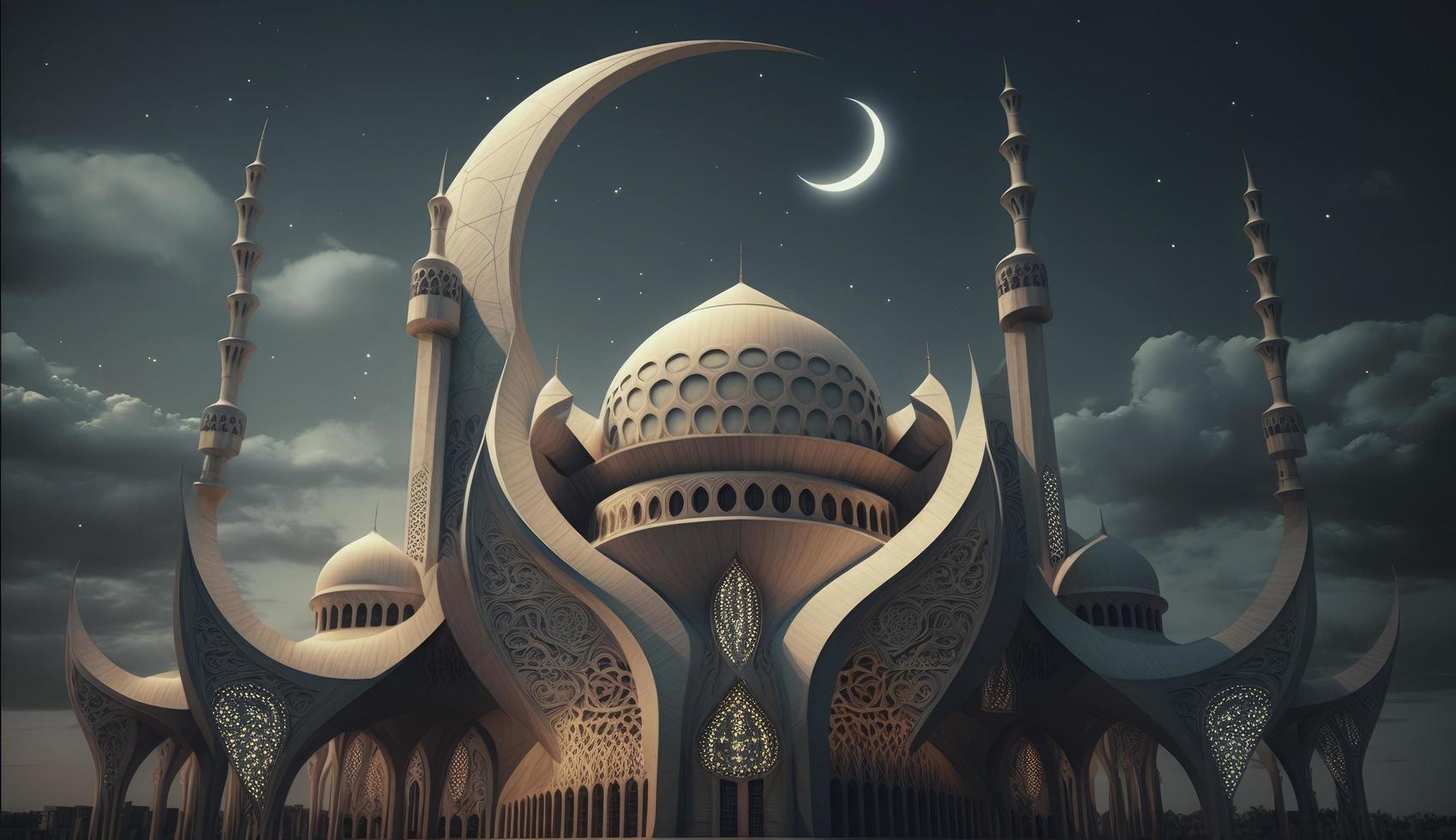 illustration of amazing architecture design of muslim mosque ramadan kareem, islamic architecture background ramadan kareem, Islamic Mosque, Ramdan, ramzan, eid, culture, arab, Generate Ai photo