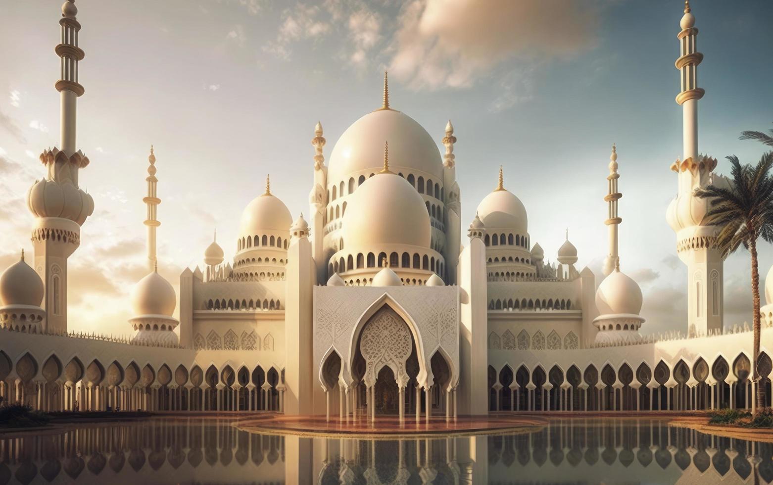 illustration of amazing architecture design of muslim mosque ramadan kareem, islamic architecture background ramadan kareem, Islamic Mosque, Ramdan, ramzan, eid, culture, arab, Generate Ai photo
