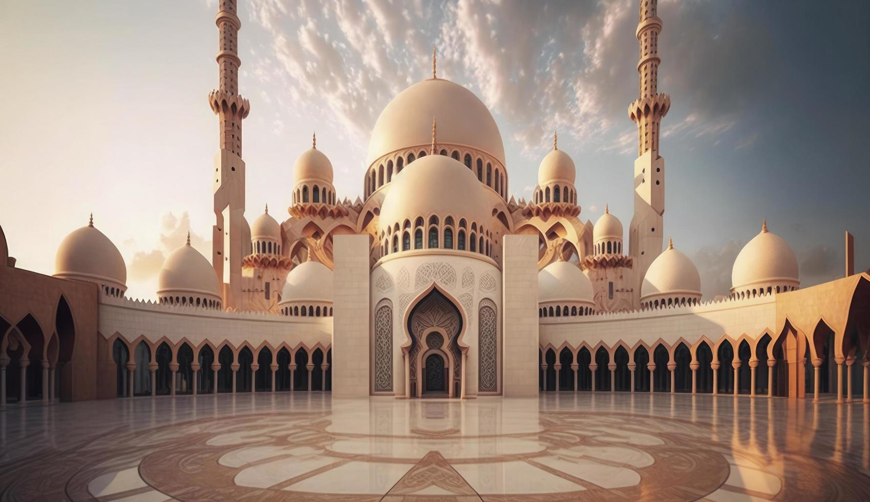illustration of amazing architecture design of muslim mosque ramadan kareem, islamic architecture background ramadan kareem, Islamic Mosque, Ramdan, ramzan, eid, culture, arab, Generate Ai photo