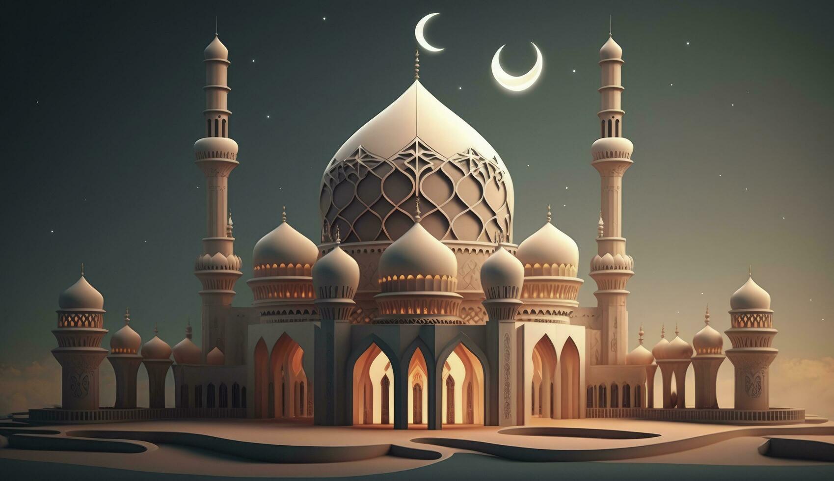 illustration of amazing architecture design of muslim mosque ramadan kareem, islamic architecture background ramadan kareem, Islamic Mosque, Ramdan, ramzan, eid, culture, arab, Generate Ai photo