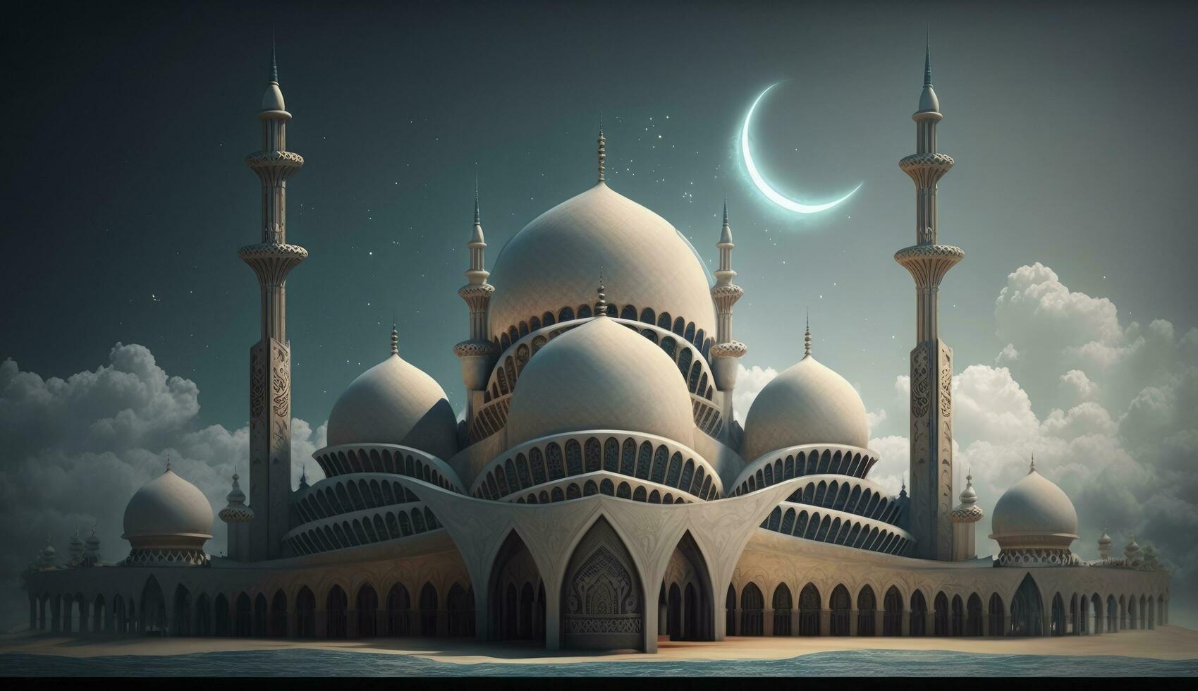 illustration of amazing architecture design of muslim mosque ramadan kareem, islamic architecture background ramadan kareem, Islamic Mosque, Ramdan, ramzan, eid, culture, arab, Generate Ai photo