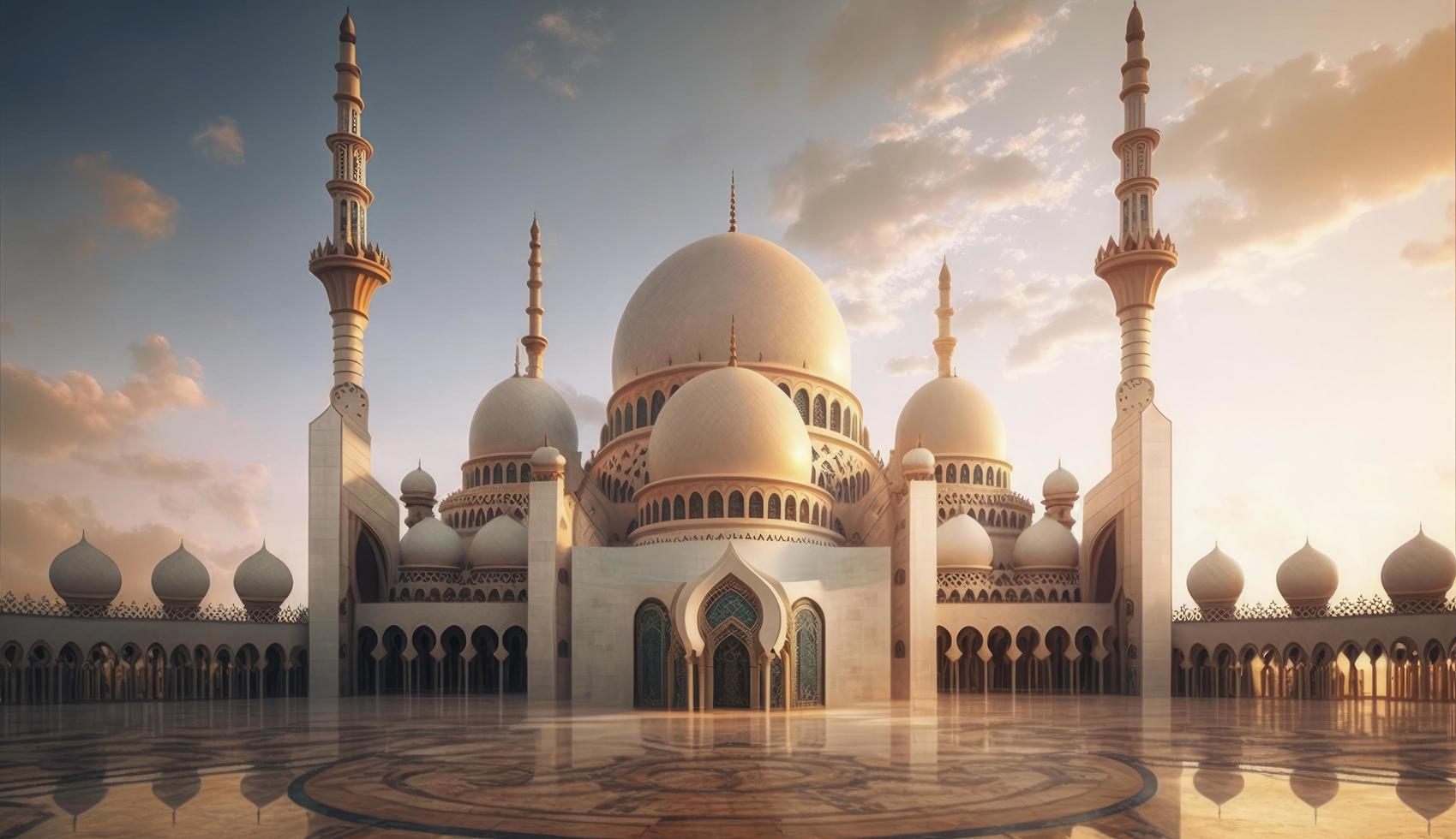 illustration of amazing architecture design of muslim mosque ramadan kareem, islamic architecture background ramadan kareem, Islamic Mosque, Ramdan, ramzan, eid, culture, arab, Generate Ai photo