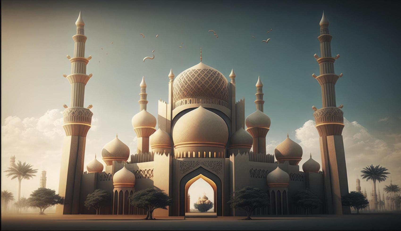 illustration of amazing architecture design of muslim mosque ramadan kareem, islamic architecture background ramadan kareem, Islamic Mosque, Ramdan, ramzan, eid, culture, arab, Generate Ai photo