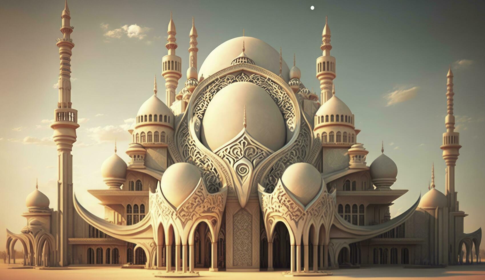 illustration of amazing architecture design of muslim mosque ramadan kareem, islamic architecture background ramadan kareem, Islamic Mosque, Ramdan, ramzan, eid, culture, arab, Generate Ai photo
