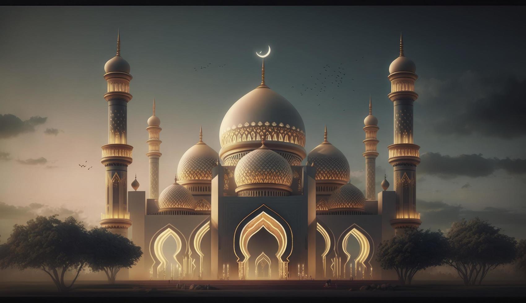 illustration of amazing architecture design of muslim mosque ...