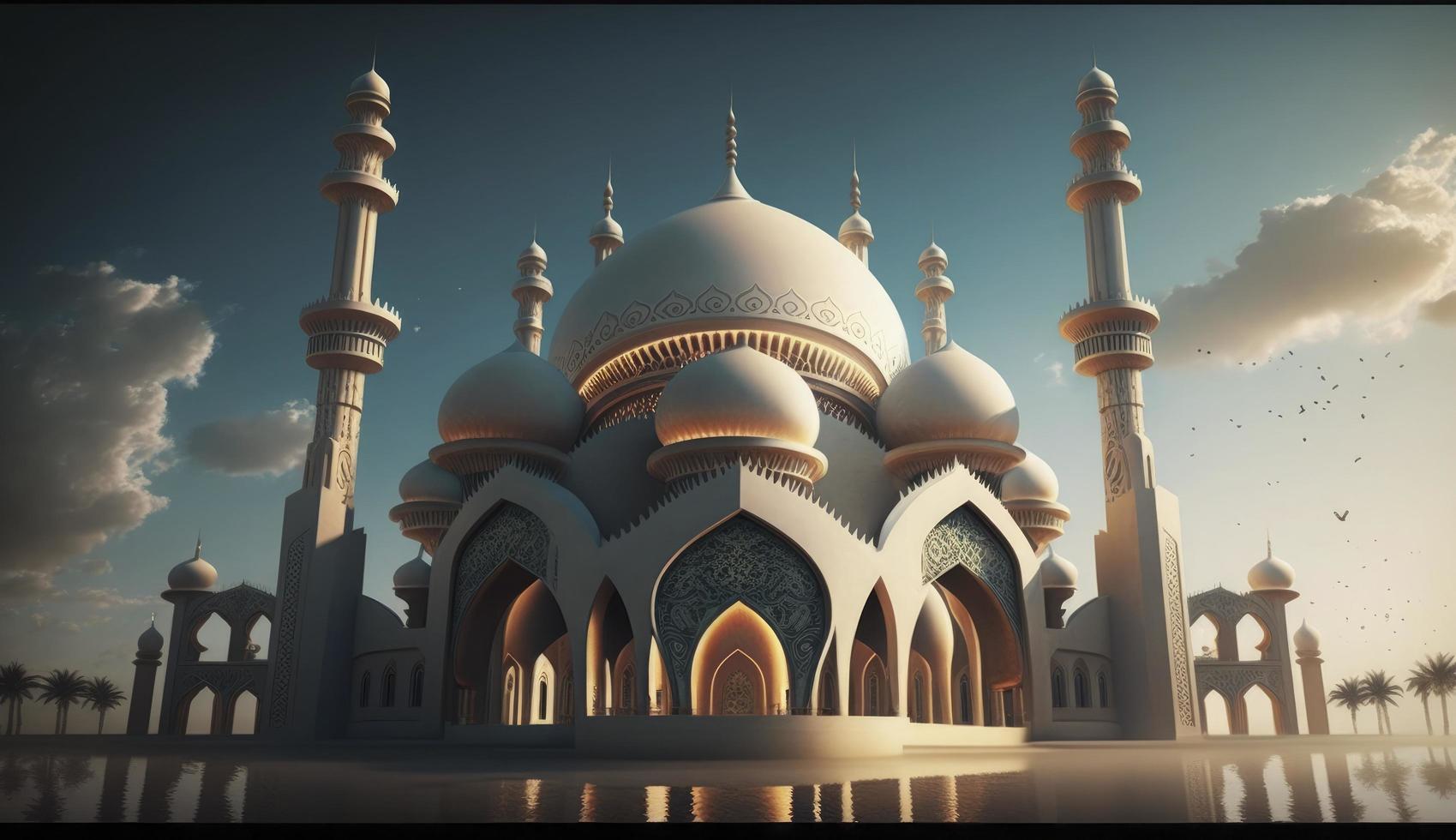 illustration of amazing architecture design of muslim mosque ramadan kareem, islamic architecture background ramadan kareem, Islamic Mosque, Ramdan, ramzan, eid, culture, arab, Generate Ai photo