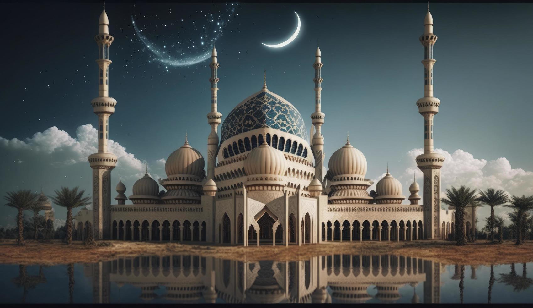 illustration of amazing architecture design of muslim mosque ramadan kareem, islamic architecture background ramadan kareem, Islamic Mosque, Ramdan, ramzan, eid, culture, arab, Generate Ai photo
