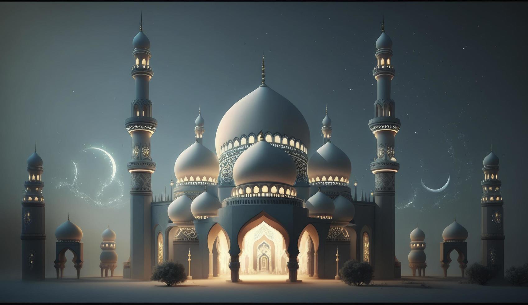 illustration of amazing architecture design of muslim mosque ramadan kareem, islamic architecture background ramadan kareem, Islamic Mosque, Ramdan, ramzan, eid, culture, arab, Generate Ai photo