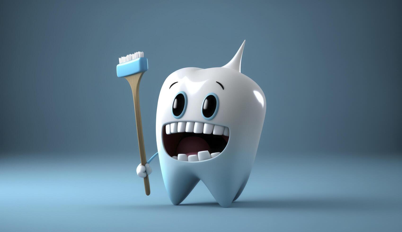 Cute cartoon tooth character. . photo