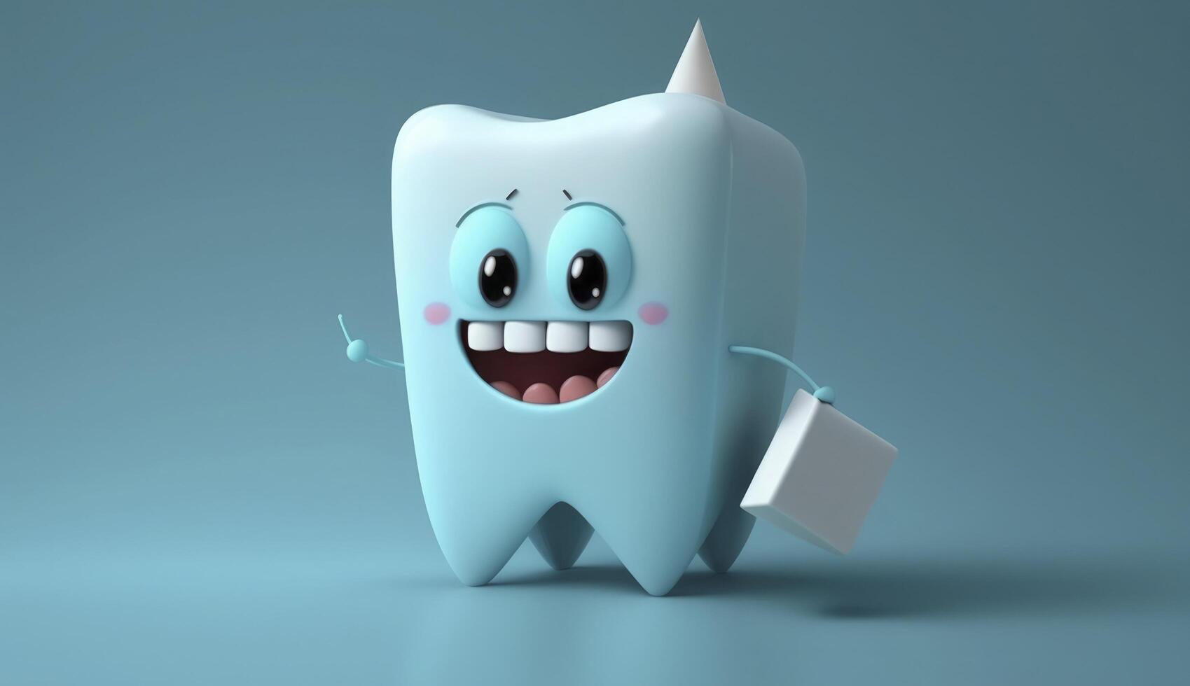 Cute cartoon tooth character. . photo