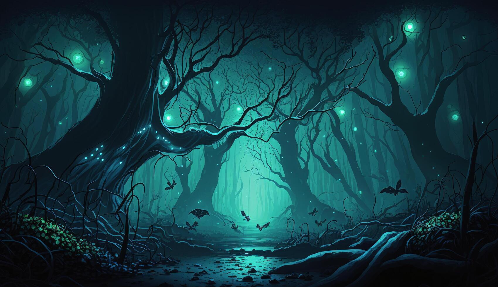 キャンバスドローイング『The forest at night』 キャンバスドローイング『The forest at night』 Mystical