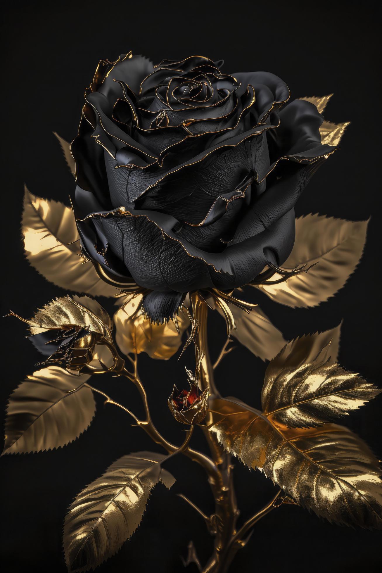 Full beautiful knitted rose black vantablack stem , Generate Ai 22875444  Stock Photo at Vecteezy