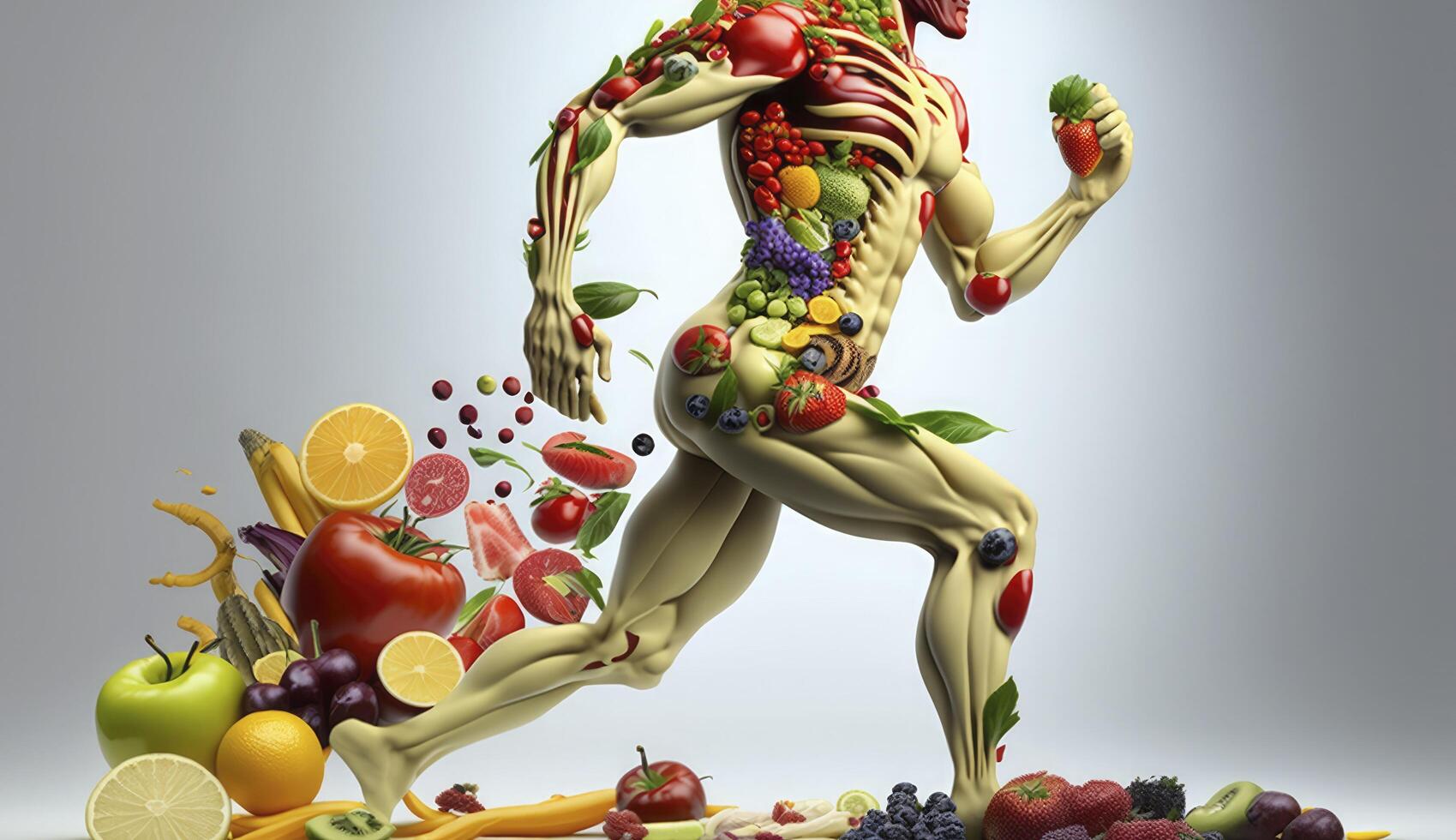 Fresh food in human body , Nutrition for human , photo