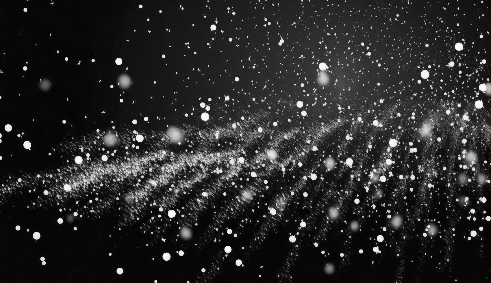 Snowflakes falling down on black background, heavy snow flakes isolated, Flying rain, overlay effect for composition, Generate Ai photo