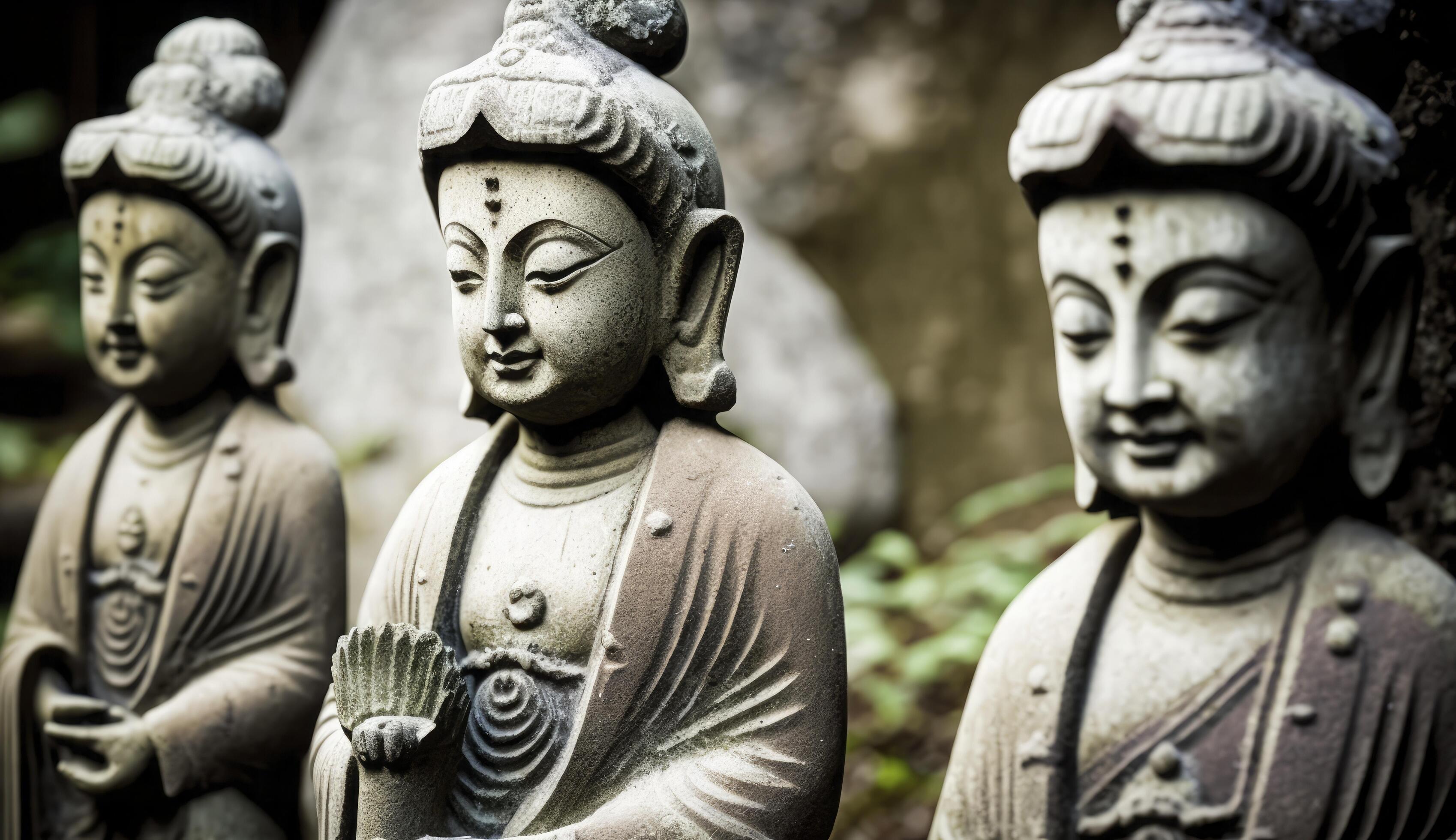 Buddhist stone statues at the Otagi Nenbutsu ji temple in Kyoto, Japan