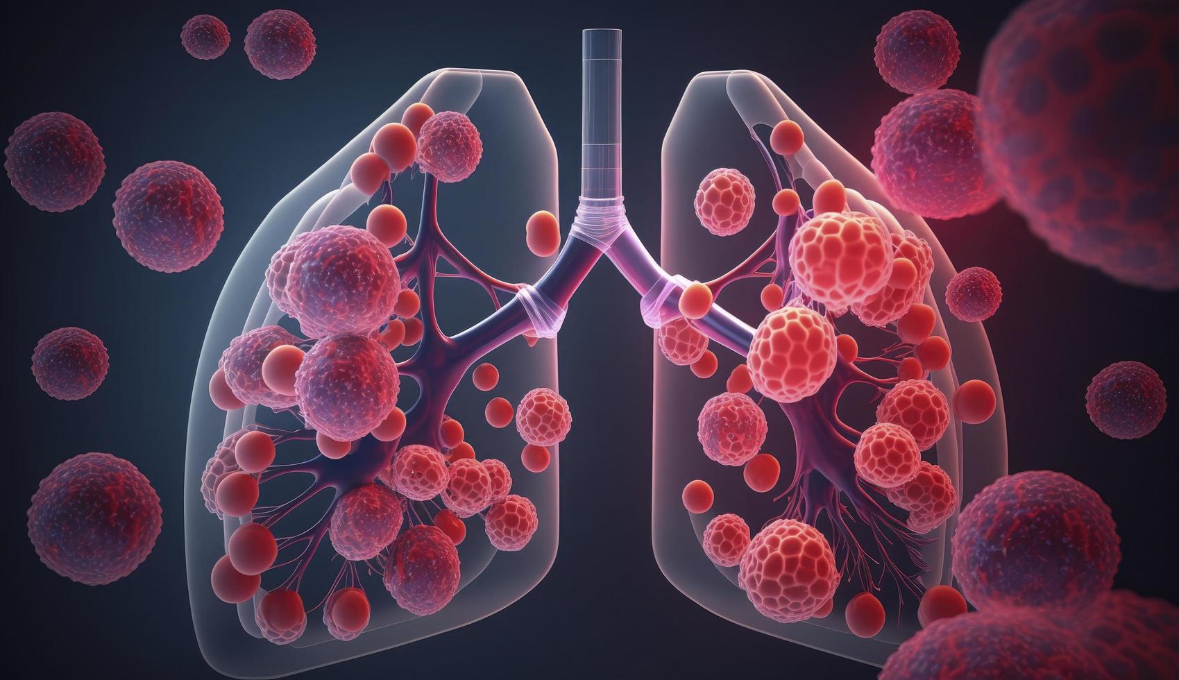 3d rendered medically accurate illustration of lung cancer, Lung cancer diagnosis and Human lungs disease. Lung Cancer or Pneumonia, Anatomy, healthcare or medicine concept , Generate Ai photo