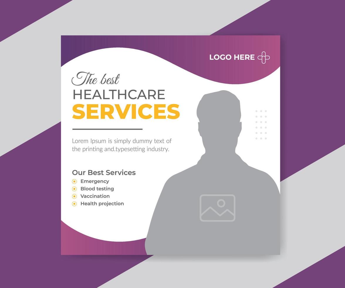 Medical Healthcare Social Media Post Template, Editable Flyer Template, Social Media Post Banners. Healthcare Doctor Medical Post Design. vector