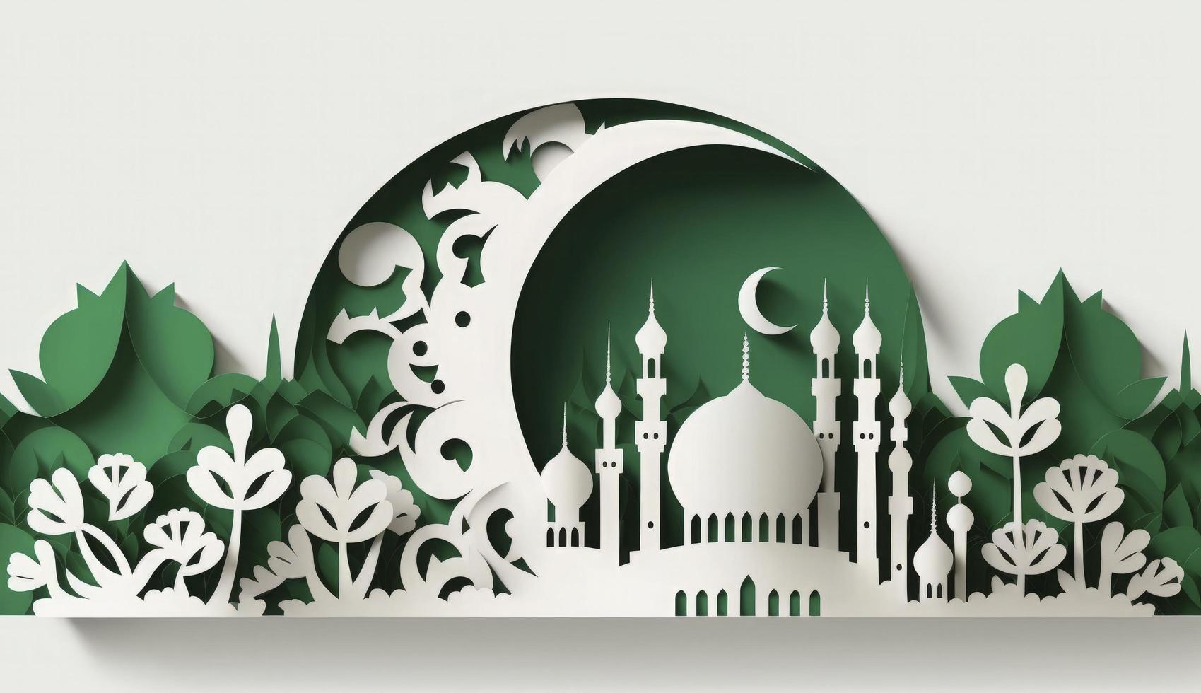 Paper art, eid mubarak, ramadan kareem, rmadan kareem greeting card, ramadan kareem banner, ramadan kareem card, eid mubarak ramadan, eid mubarak template, Generate Ai photo