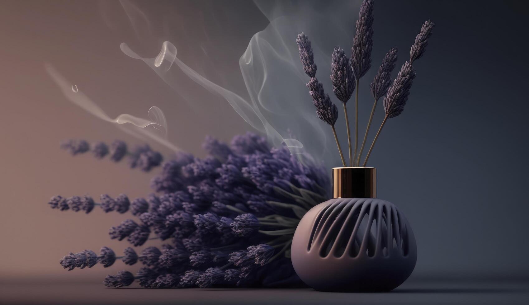 cerca arriba lavanda con olor perfume fumar , generativo ai foto