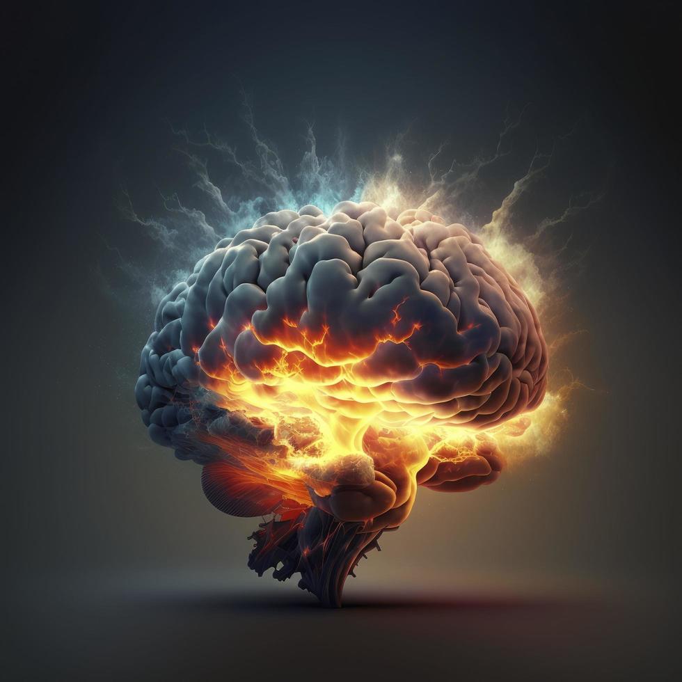 Human brain Medical and health care conceptual illustration, 3d render, Generate Ai photo