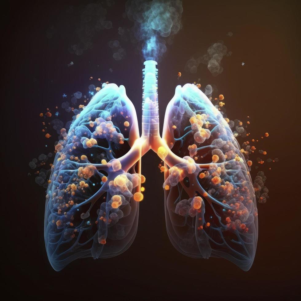 Human lungs Medical and health care conceptual illustration, 3d render, Generate Ai photo