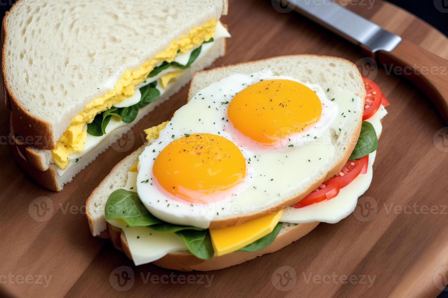 Sandwich with ham, cheese and salad on a white plate. sandwich with tuna and vegetables. photo