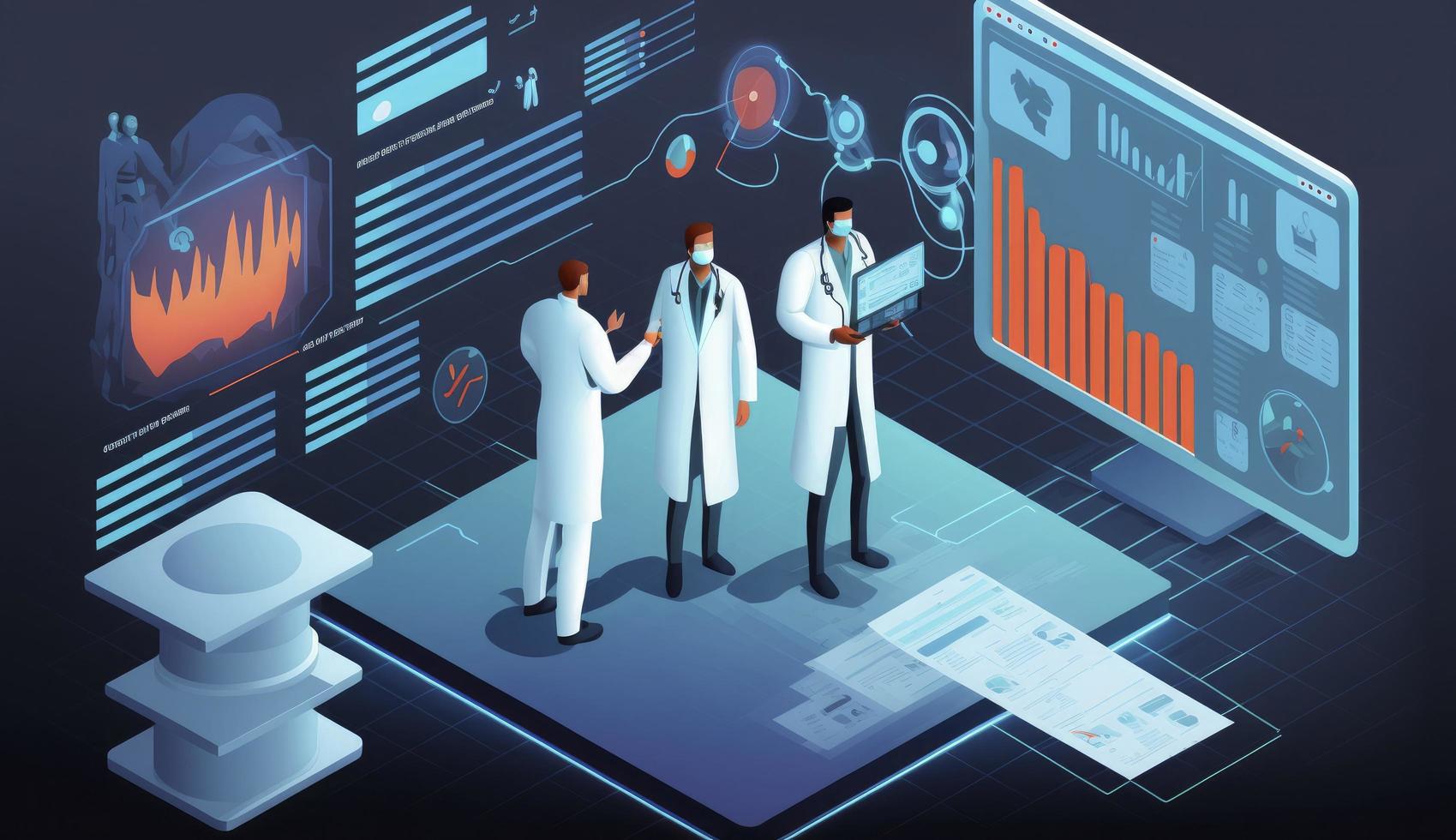 Medical Informatics and Health Care Analytics - Conceptual Illustration, Generate Ai photo