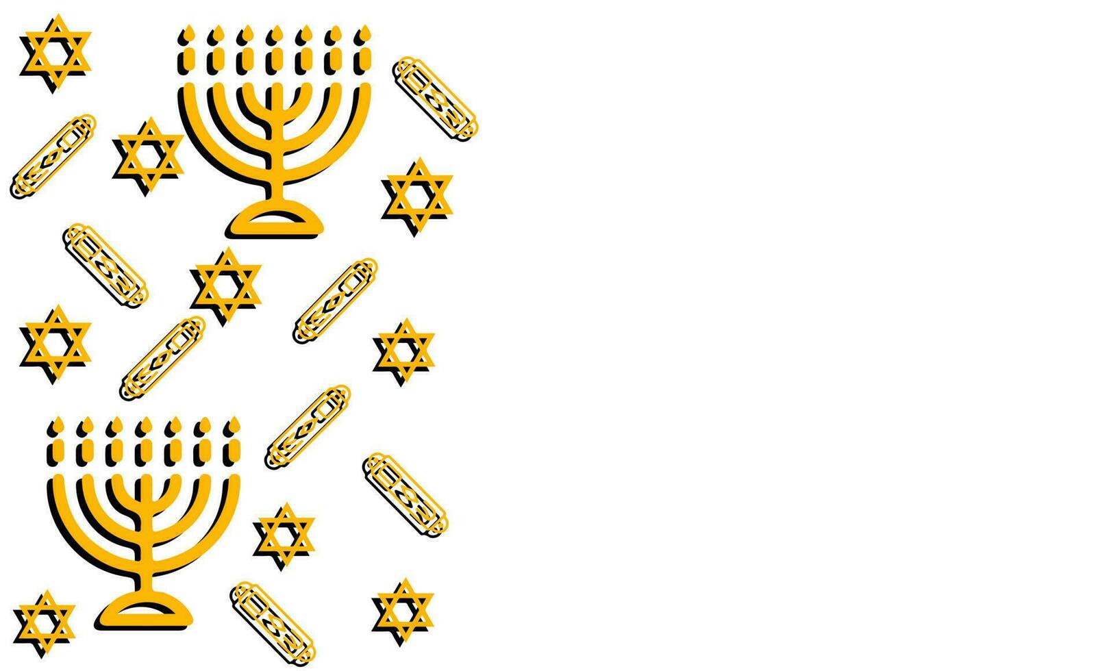 golden hanukkah on white background. Jewish holiday with copy space for your text. Vector illustration