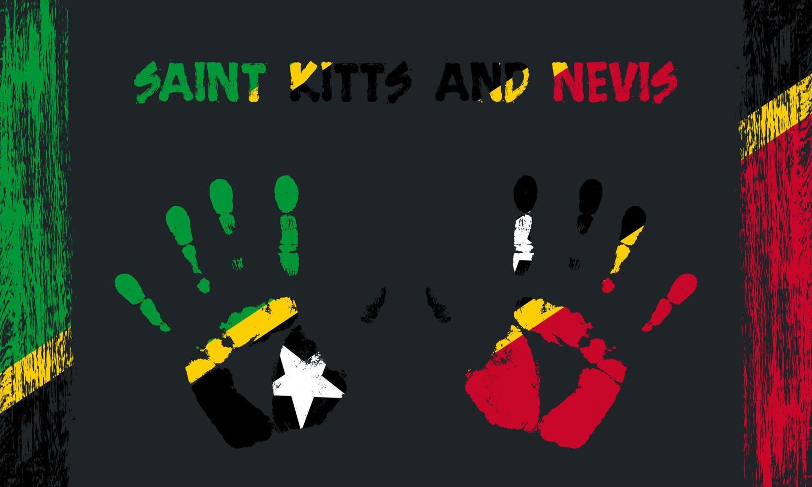 Vector flag of Saint Kitts and Nevis with a palm