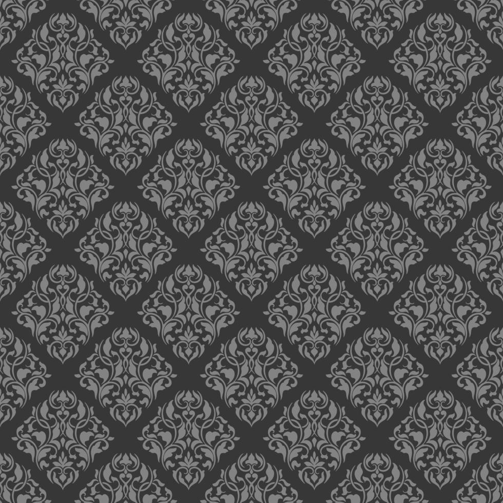Seamless vector gray background ornate decorative leaves in art deco style.