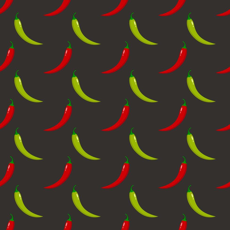 Seamless pattern green and red hot peppers. vector