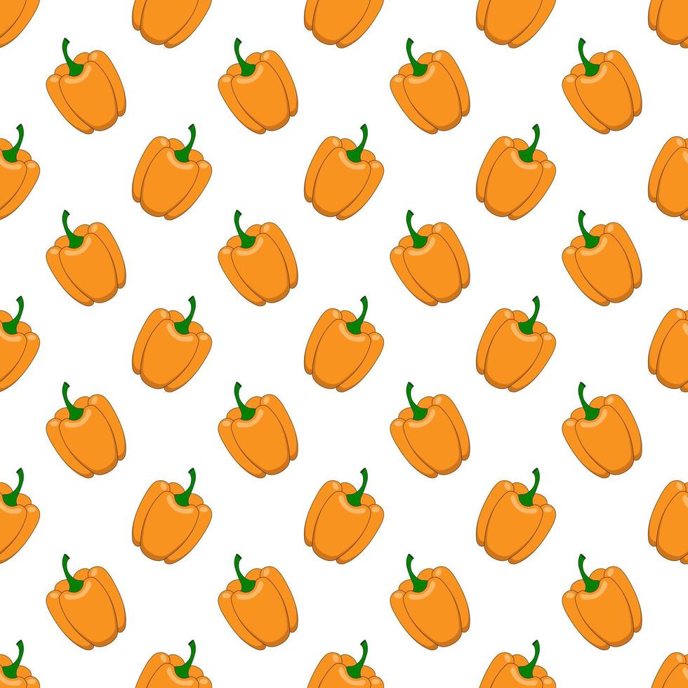 Seamless pattern with orange peppers on white background. vector