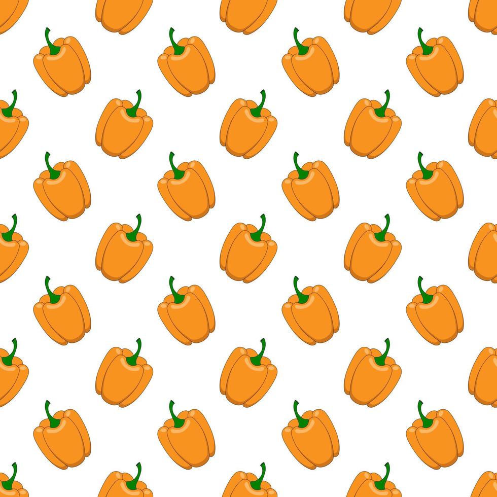 Seamless pattern with orange peppers on white background. vector