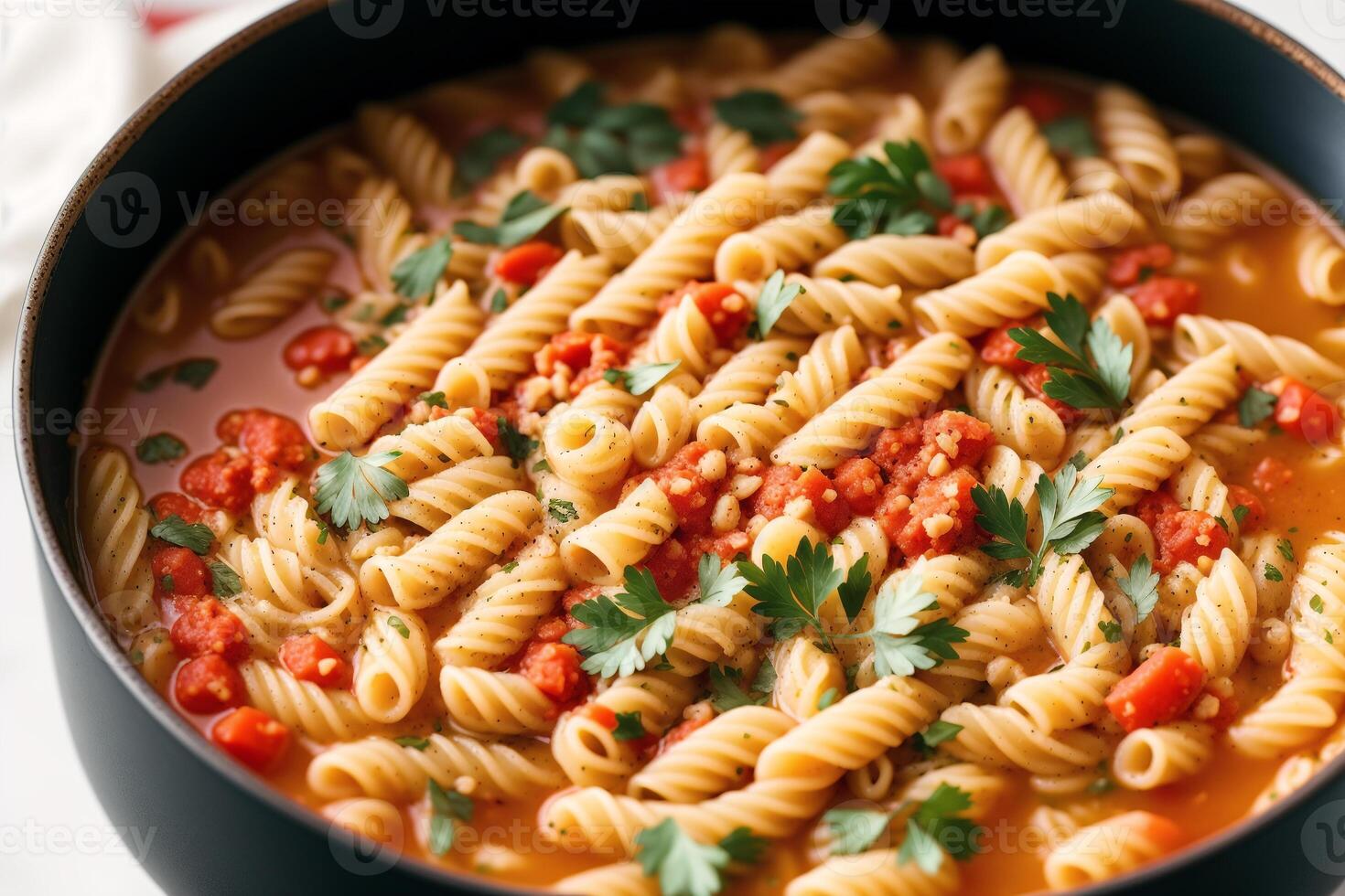 Pumpkin soup with cream and parsley. Creamy tomato soup. Chicken noodle soup. photo