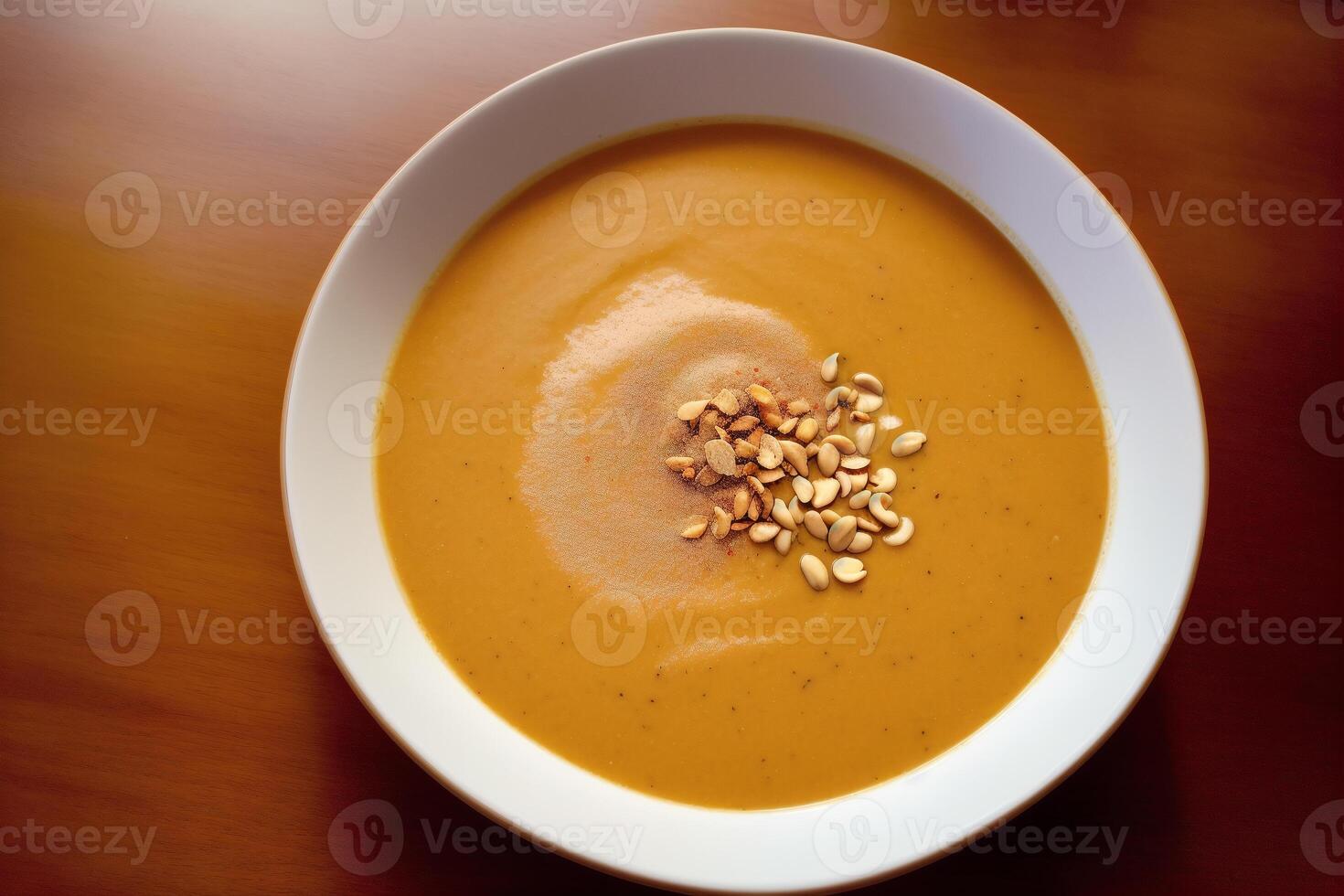 Pumpkin soup with cream and parsley. Creamy tomato soup. Chicken noodle soup. photo