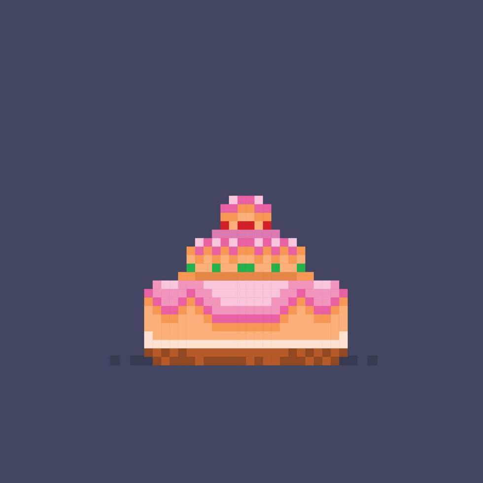 party cake in pixel art style vector